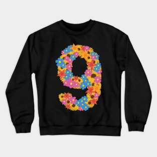 Hand Drawn Letter Number 9 nine Crewneck Sweatshirt